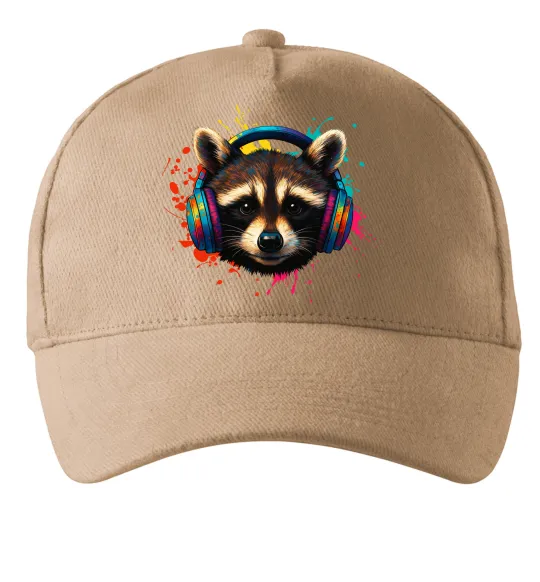 Кепка Єнот в навушниках Пісочний фото