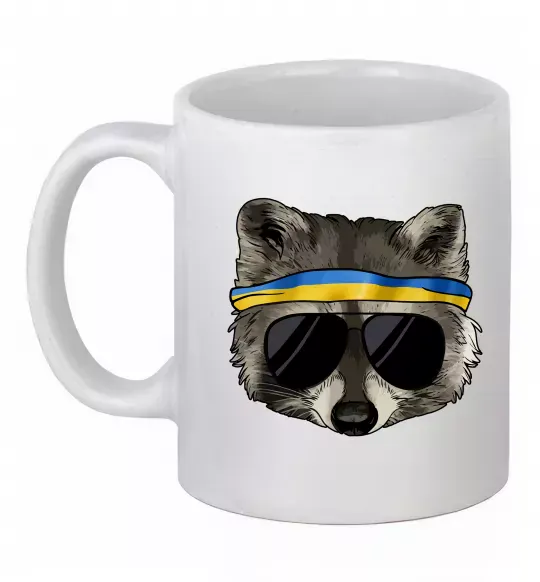Чашка керамическая Єнот в окулярах з прапором Белый фото