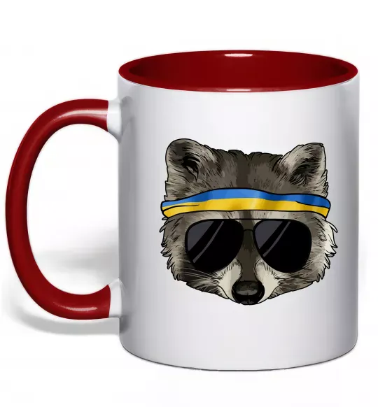 Чашка с цветной ручкой Єнот в окулярах з прапором Красный фото