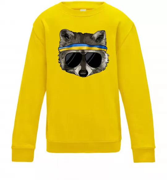 Детский Свитшот Єнот в окулярах з прапором Солнечно желтый фото