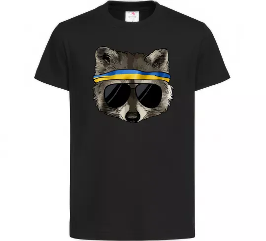 Детская футболка Єнот в окулярах з прапором Черный фото