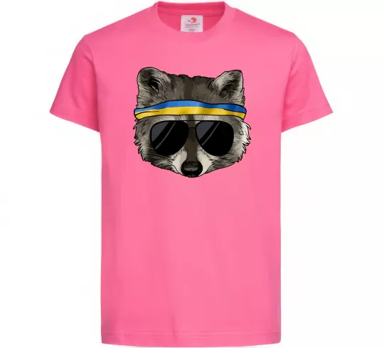 Детская футболка Єнот в окулярах з прапором Ярко-розовый фото