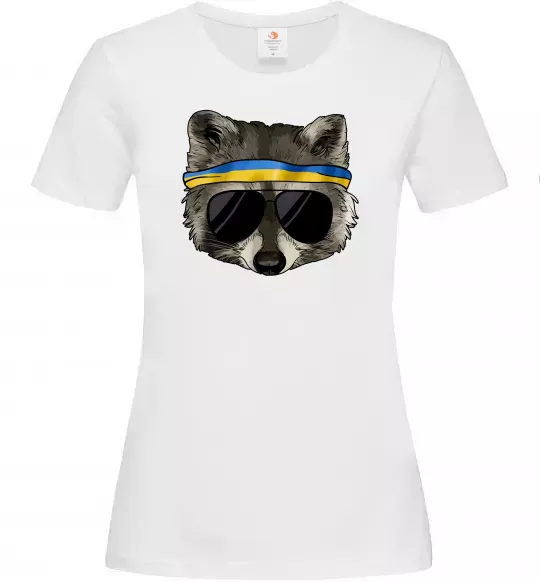 Женская футболка Єнот в окулярах з прапором Белый фото