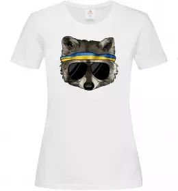 Женская футболка Єнот в окулярах з прапором Белый фото