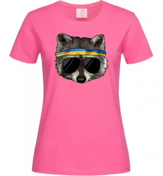 Женская футболка Єнот в окулярах з прапором Ярко-розовый фото