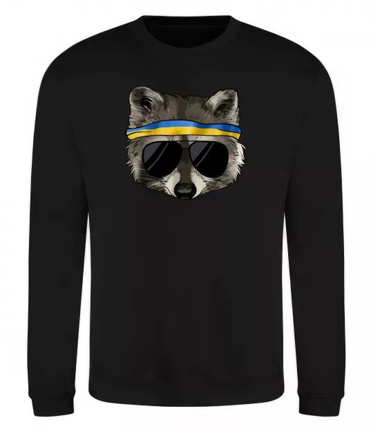 Свитшот Єнот в окулярах з прапором Черный фото