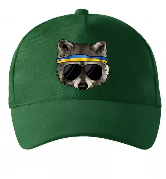 Кепка Єнот в окулярах з прапором Темно-зеленый фото