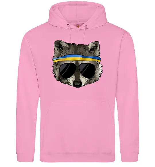 Чоловіча толстовка (худі) Єнот в окулярах з прапором Рожевий фото