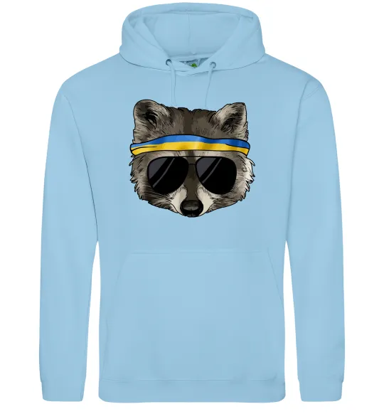 Жіноча толстовка (худі) Єнот в окулярах з прапором Блакитний фото