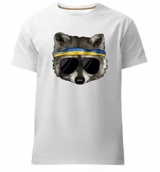 Мужская премиум футболка Єнот в окулярах з прапором Белый фото