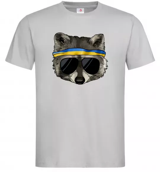Мужская футболка Єнот в окулярах з прапором Серый фото