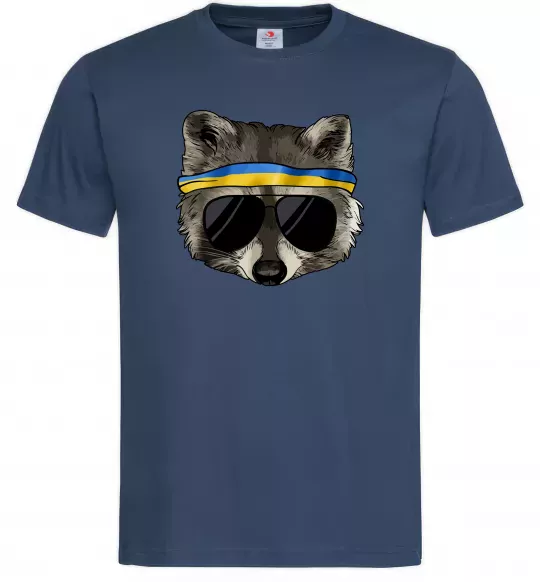 Мужская футболка Єнот в окулярах з прапором Темно-синий фото