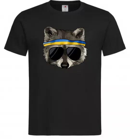 Мужская футболка Єнот в окулярах з прапором Черный фото
