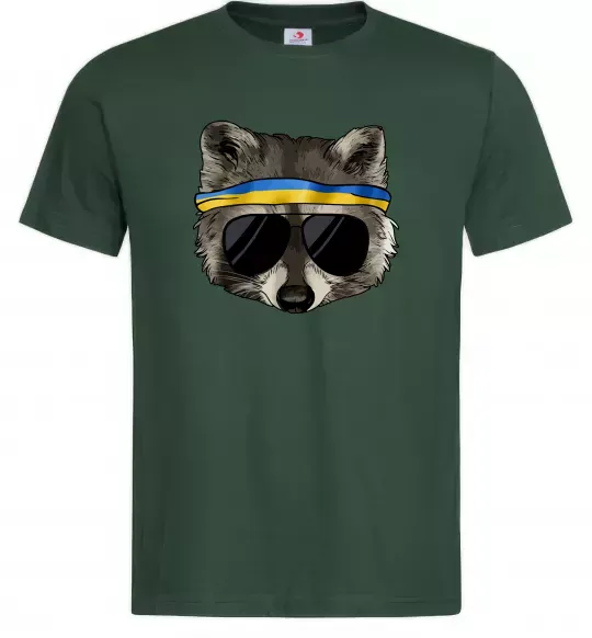Мужская футболка Єнот в окулярах з прапором Темно-зеленый фото