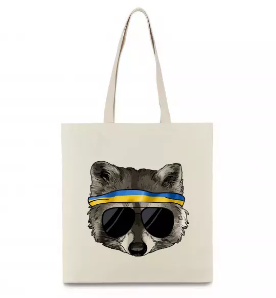 Эко-сумка Єнот в окулярах з прапором Бежевый фото