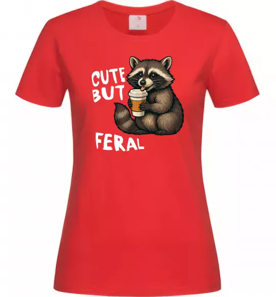 Жіноча футболка Cute but feral Червоний фото