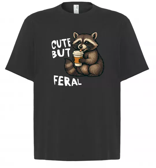 Футболка Оверсайз Cute but feral Чорний фото