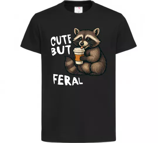 Детская футболка Cute but feral Черный фото