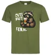 Мужская футболка Cute but feral Оливковый фото