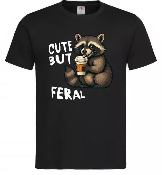 Мужская футболка Cute but feral Черный фото
