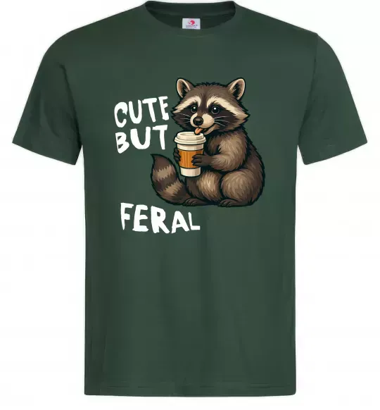 Мужская футболка Cute but feral Темно-зеленый фото