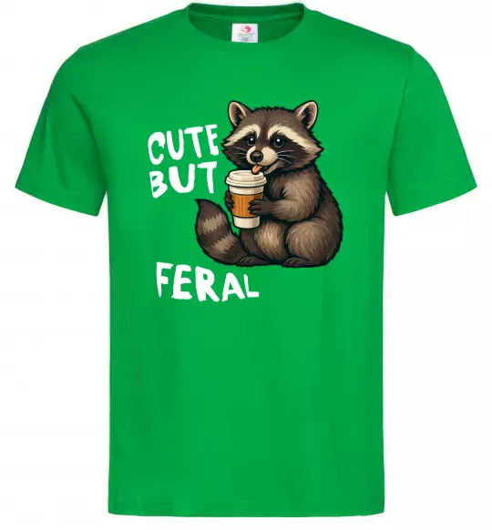 Мужская футболка Cute but feral Зеленый фото
