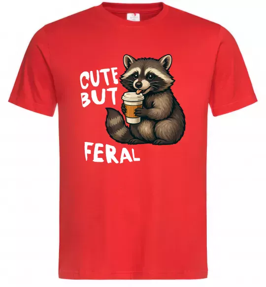 Мужская футболка Cute but feral Красный фото