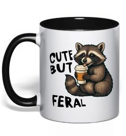 Чашка с цветной ручкой Cute but feral
