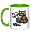 Чашка с цветной ручкой Cute but feral Зеленый фото