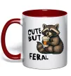 Чашка с цветной ручкой Cute but feral Красный фото