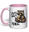 Чашка с цветной ручкой Cute but feral Нежно розовый фото