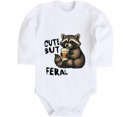 Детский боди Cute but feral Белый фото