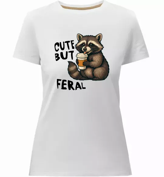 Женская премиум футболка Cute but feral Белый фото