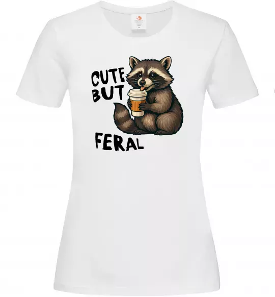 Жіноча футболка Cute but feral Білий фото