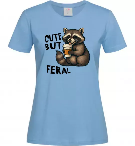 Жіноча футболка Cute but feral Блакитний фото
