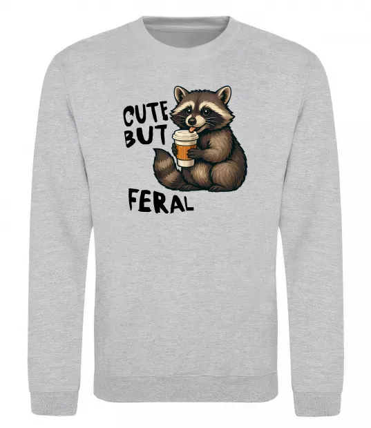 Свитшот Cute but feral Серый меланж фото