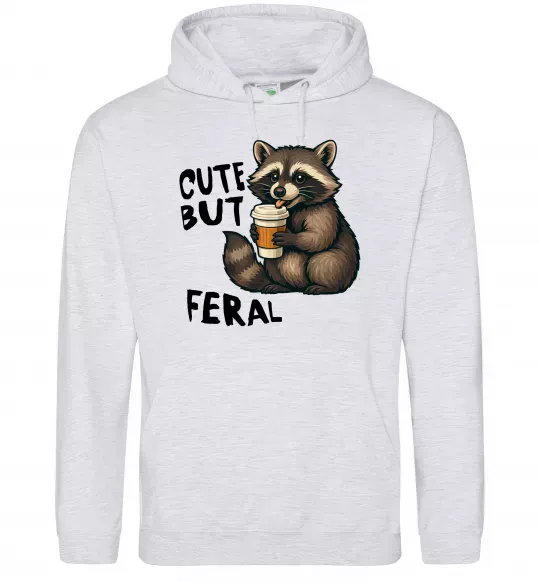 Мужская толстовка (худи) Cute but feral Серый меланж фото
