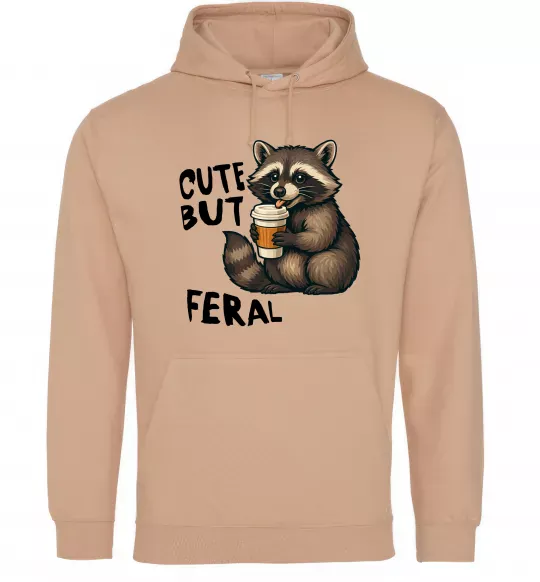 Мужская толстовка (худи) Cute but feral Песочный фото