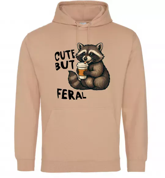 Женская толстовка (худи) Cute but feral Песочный фото