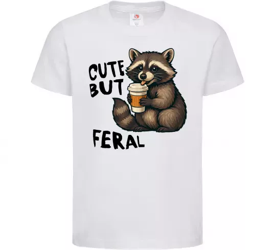 Детская футболка Cute but feral Белый фото