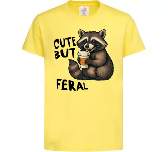 Детская футболка Cute but feral Лимонный фото