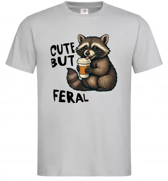 Мужская футболка Cute but feral Серый фото