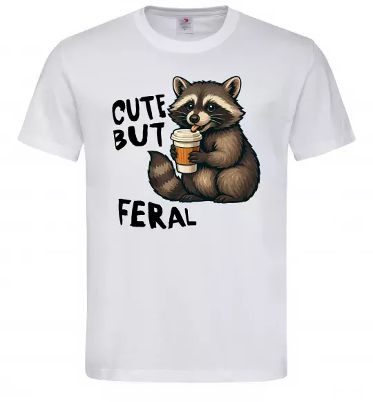 Мужская футболка Cute but feral Белый фото