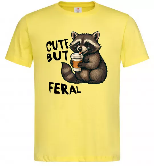 Мужская футболка Cute but feral Лимонный фото