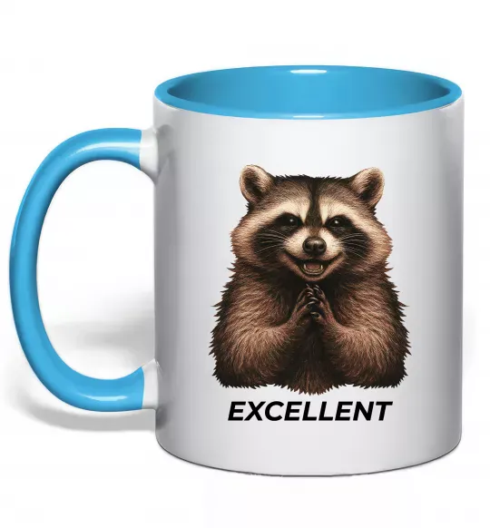 Чашка с цветной ручкой Єнот excellent Голубой фото