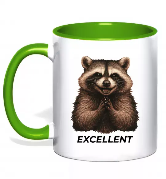 Чашка с цветной ручкой Єнот excellent Зеленый фото