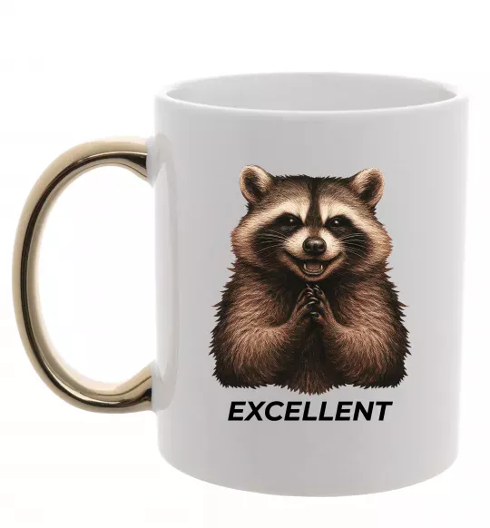 Чашка с цветной ручкой Єнот excellent Золото фото