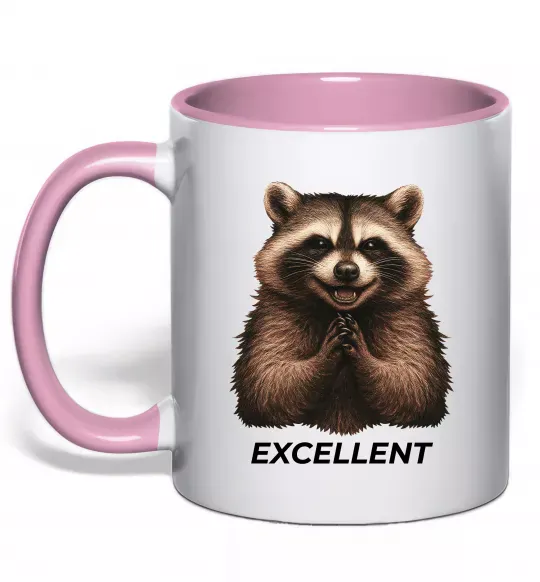 Чашка с цветной ручкой Єнот excellent Нежно розовый фото