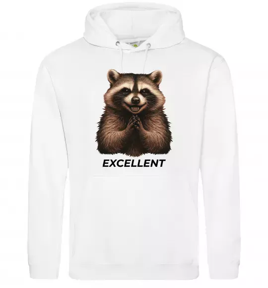 Мужская толстовка (худи) Єнот excellent Белый фото