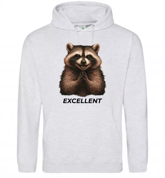 Женская толстовка (худи) Єнот excellent Серый меланж фото